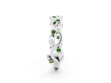 White gold Round Peridot Leaf Eternity Band with Bezel Setting_38