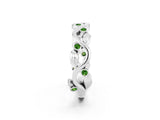 White gold Round Peridot Leaf Eternity Band with Bezel Setting_44