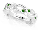 White gold Round Peridot Leaf Eternity Band with Bezel Setting_79