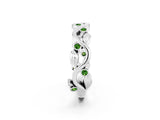 White gold Round Peridot Leaf Eternity Band with Bezel Setting_80