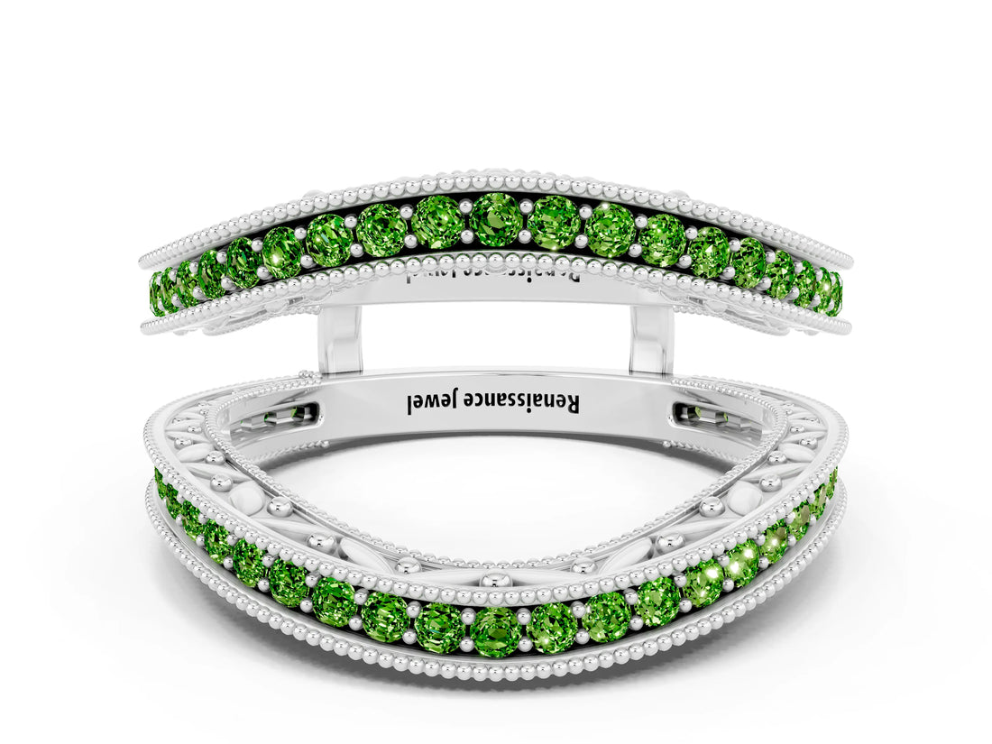 White gold Round Peridot Milgrain Eternity Band with Channel Setting_18