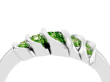 White gold Round Peridot Multi-Row Crossover Band_10