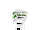 White gold Round Peridot Multi-Row Crossover Band_11