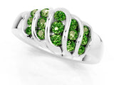White gold Round Peridot Multi-Row Crossover Band_7