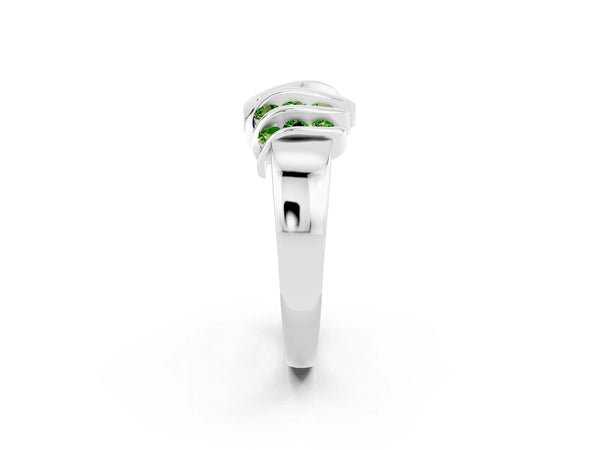 Silver Round Peridot Multi-Row Crossover Band