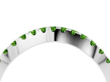 White gold Round Peridot Pavé Curved Band with Shared Prong Setting_10