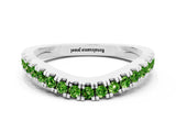 White gold Round Peridot Pavé Curved Band with Shared Prong Setting_6