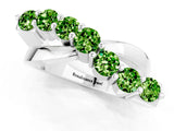 White gold Round Peridot Prong-Set Crossover Band_7