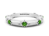 White gold Round Peridot Prong Set Milgrain Eternity Band_6