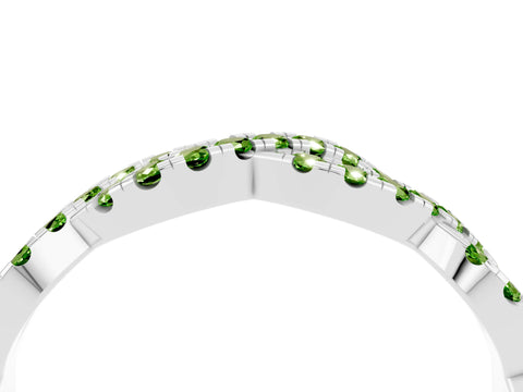White gold Round Peridot Twisted Eternity Band with Pavé and Shared Prong Setting_10