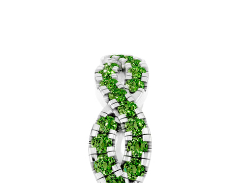 White gold Round Peridot Twisted Eternity Band with Pavé and Shared Prong Setting_11