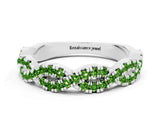 White gold Round Peridot Twisted Eternity Band with Pavé and Shared Prong Setting_18
