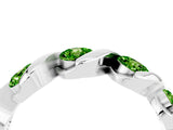 White gold Round Peridot Wave Band with Channel Setting and Shared Prongs_10