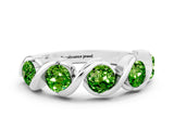 White gold Round Peridot Wave Band with Channel Setting and Shared Prongs_6