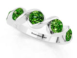 White gold Round Peridot Wave Band with Channel Setting and Shared Prongs_7