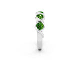 White gold Round Peridot Wave Band with Channel Setting and Shared Prongs_8