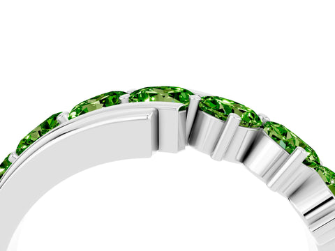 White gold Round Peridot Wave Band with Channel and Shared Prong Setting_22