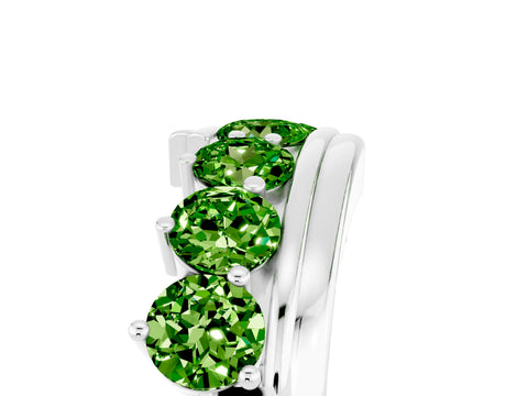 White gold Round Peridot Wave Band with Channel and Shared Prong Setting_23