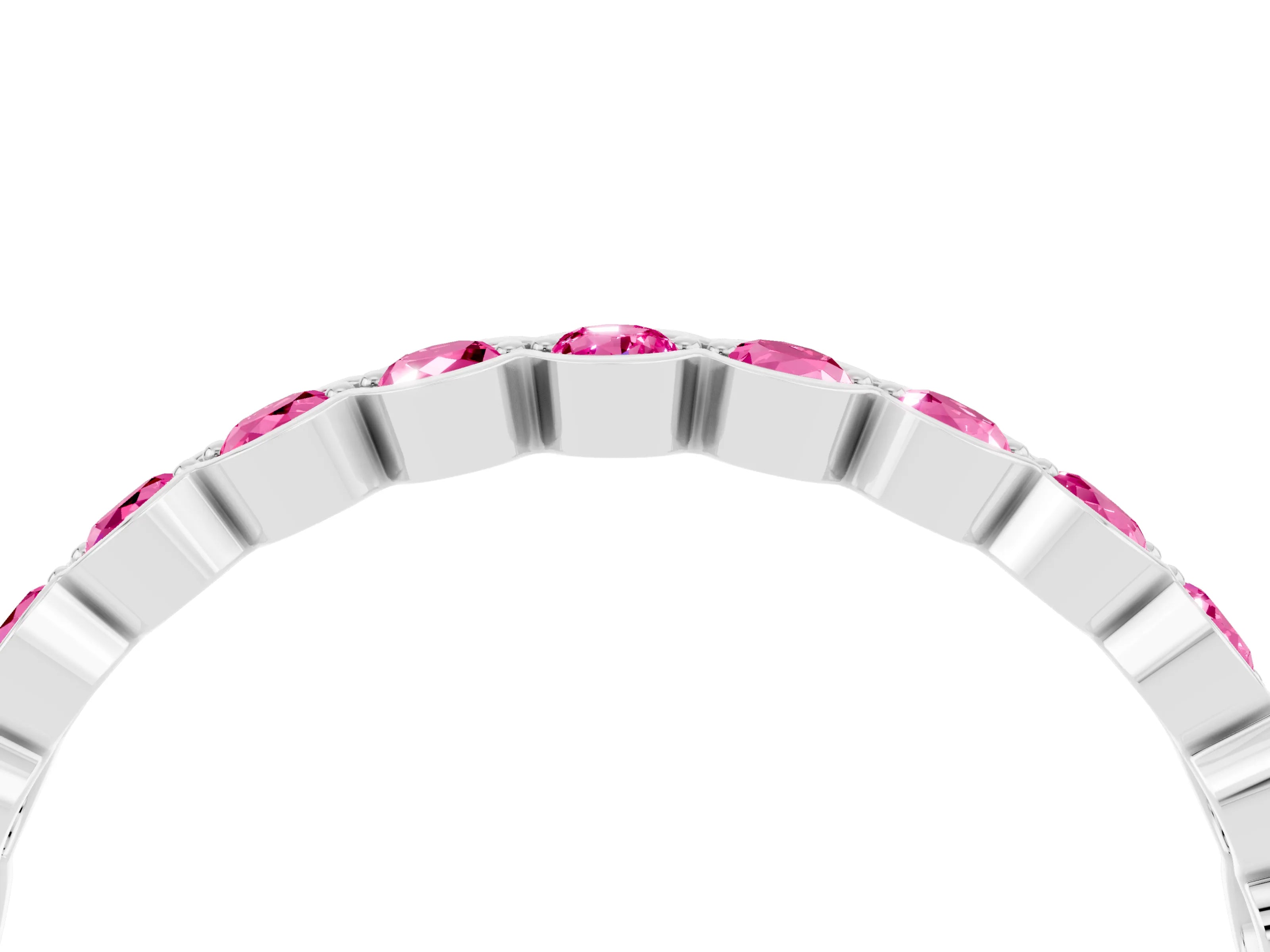 White gold Round Pink Sapphire Bezel Set Eternity Band_10