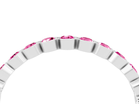 White gold Round Pink Sapphire Bezel Set Eternity Band_10