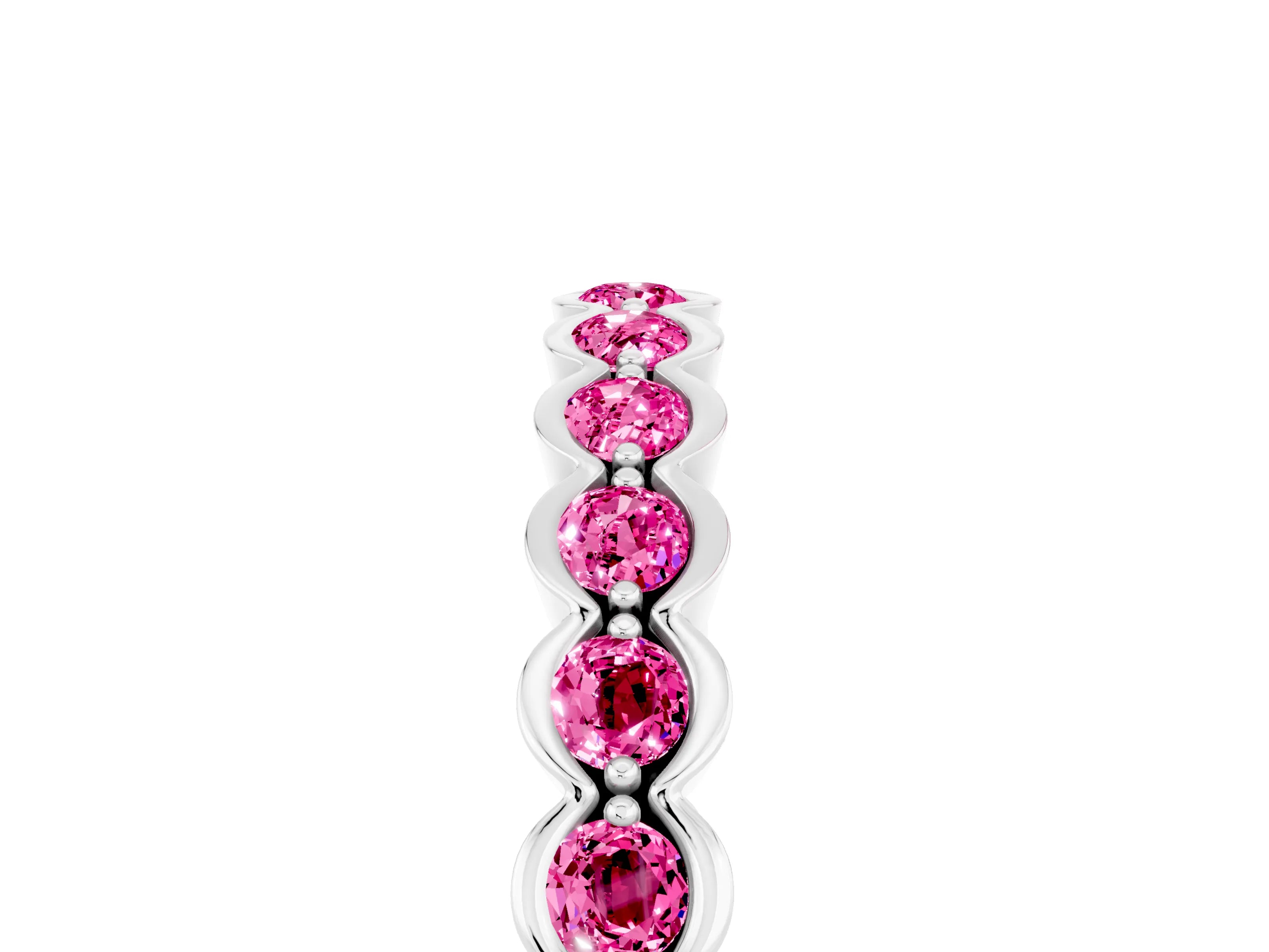 White gold Round Pink Sapphire Bezel Set Eternity Band_11