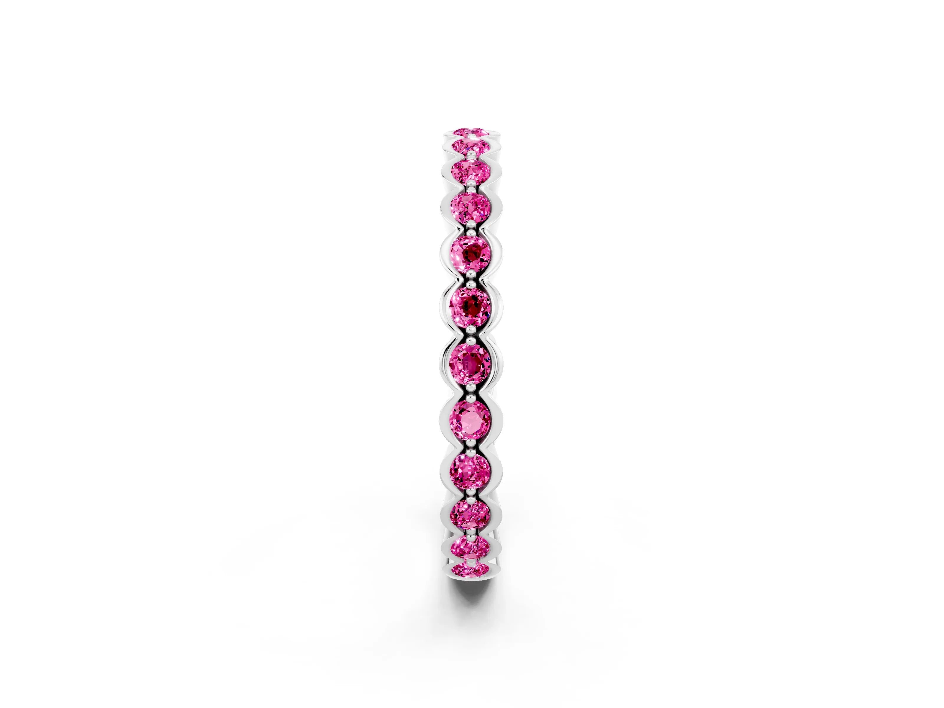 White gold Round Pink Sapphire Bezel Set Eternity Band_8