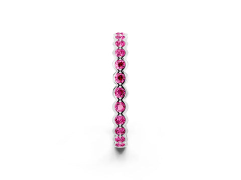 White gold Round Pink Sapphire Bezel Set Eternity Band_8