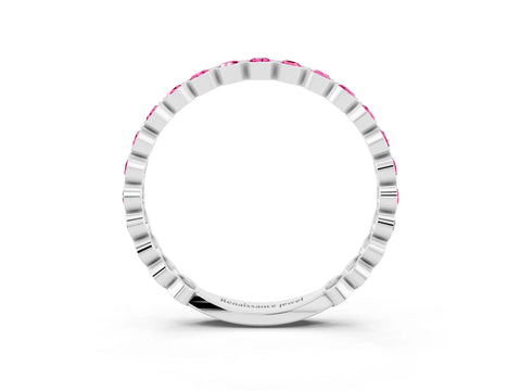 White gold Round Pink Sapphire Bezel Set Eternity Band_9