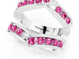 White gold Round Pink Sapphire Channel-Set Chevron Band_19