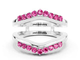 White gold Round Pink Sapphire Chevron Contour Band with Prong Setting_18