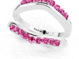 White gold Round Pink Sapphire Chevron Contour Band with Prong Setting_19