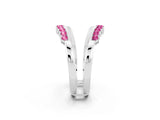 White gold Round Pink Sapphire Chevron Contour Band with Prong Setting_20
