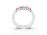 White gold Round Pink Sapphire Chevron Contour Band with Prong Setting_21