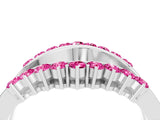 White gold Round Pink Sapphire Chevron Contour Band with Prong Setting_22