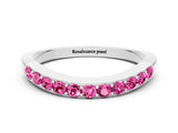 White gold Round Pink Sapphire Curved Wedding Band with Channel Setting_18