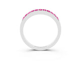White gold Round Pink Sapphire Curved Wedding Band with Channel Setting_21