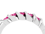 White gold Round Pink Sapphire Eternity Band with Twist Prong Setting_16