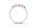 White gold Round Pink Sapphire Eternity Band with Twist Prong Setting_21