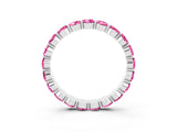 White gold Round Pink Sapphire Eternity Band with U-Prong Setting_45