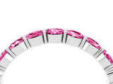 White gold Round Pink Sapphire Eternity Band with U-Prong Setting_46