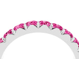 White gold Round Pink Sapphire Half Eternity Band with Classic Prong Setting_22