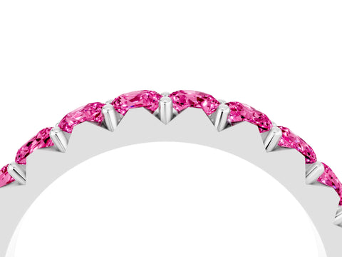 White gold Round Pink Sapphire Half Eternity Band with Classic Prong Setting_22