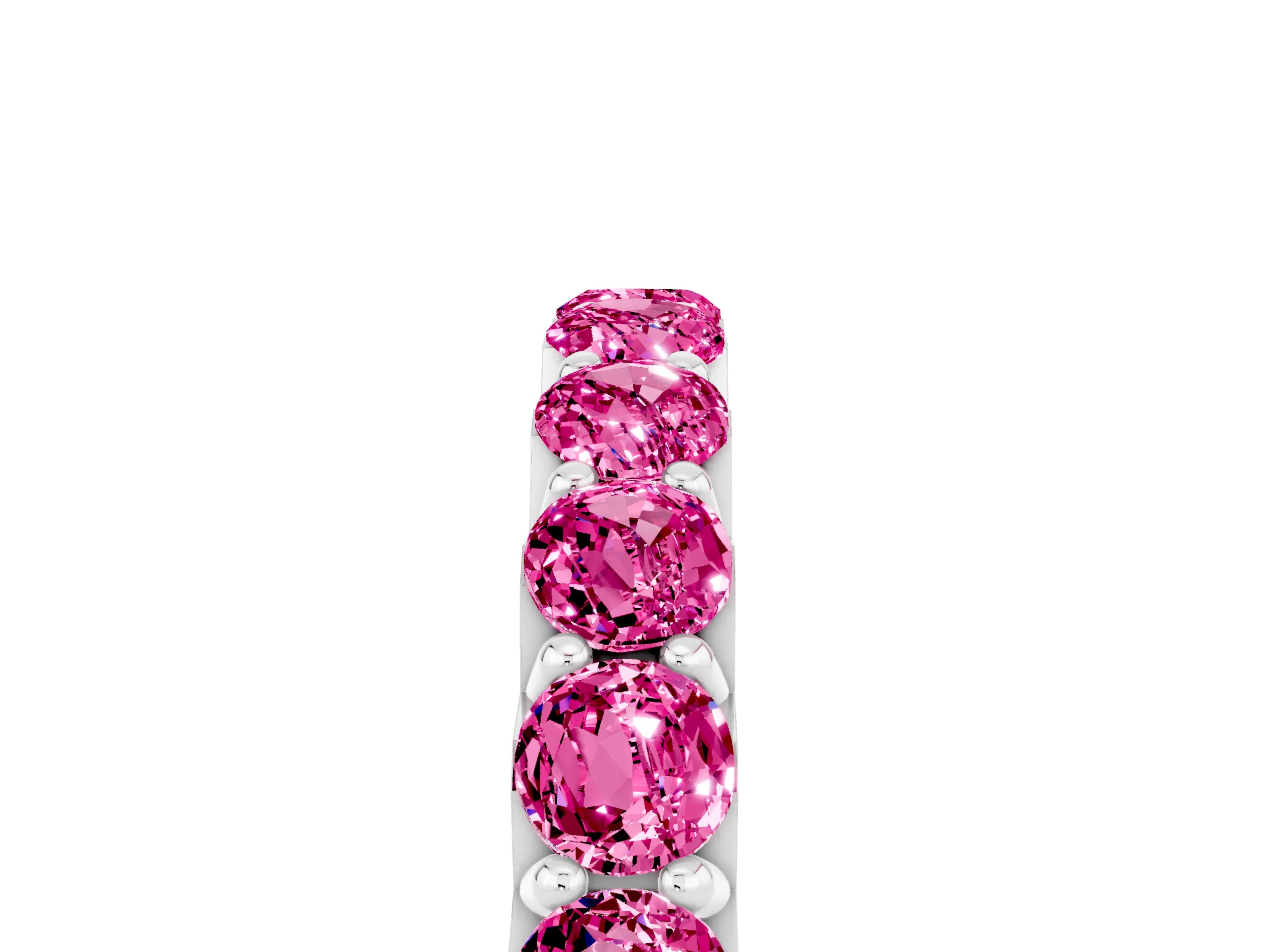 White gold Round Pink Sapphire Half Eternity Band with Classic Prong Setting_23