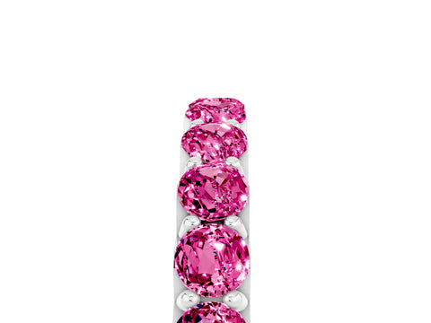 White gold Round Pink Sapphire Half Eternity Band with Classic Prong Setting_23