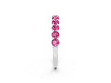 White gold Round Pink Sapphire Half Eternity Band with Prong Setting_20