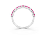 White gold Round Pink Sapphire Half Eternity Band with Prong Setting_21