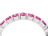 White gold Round Pink Sapphire Half Eternity Band with Prong Setting_22