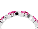 White gold Round Pink Sapphire Half Eternity Band with Wave Prong Setting_10