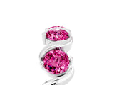 White gold Round Pink Sapphire Half Eternity Band with Wave Prong Setting_11