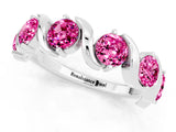 White gold Round Pink Sapphire Half Eternity Band with Wave Prong Setting_7
